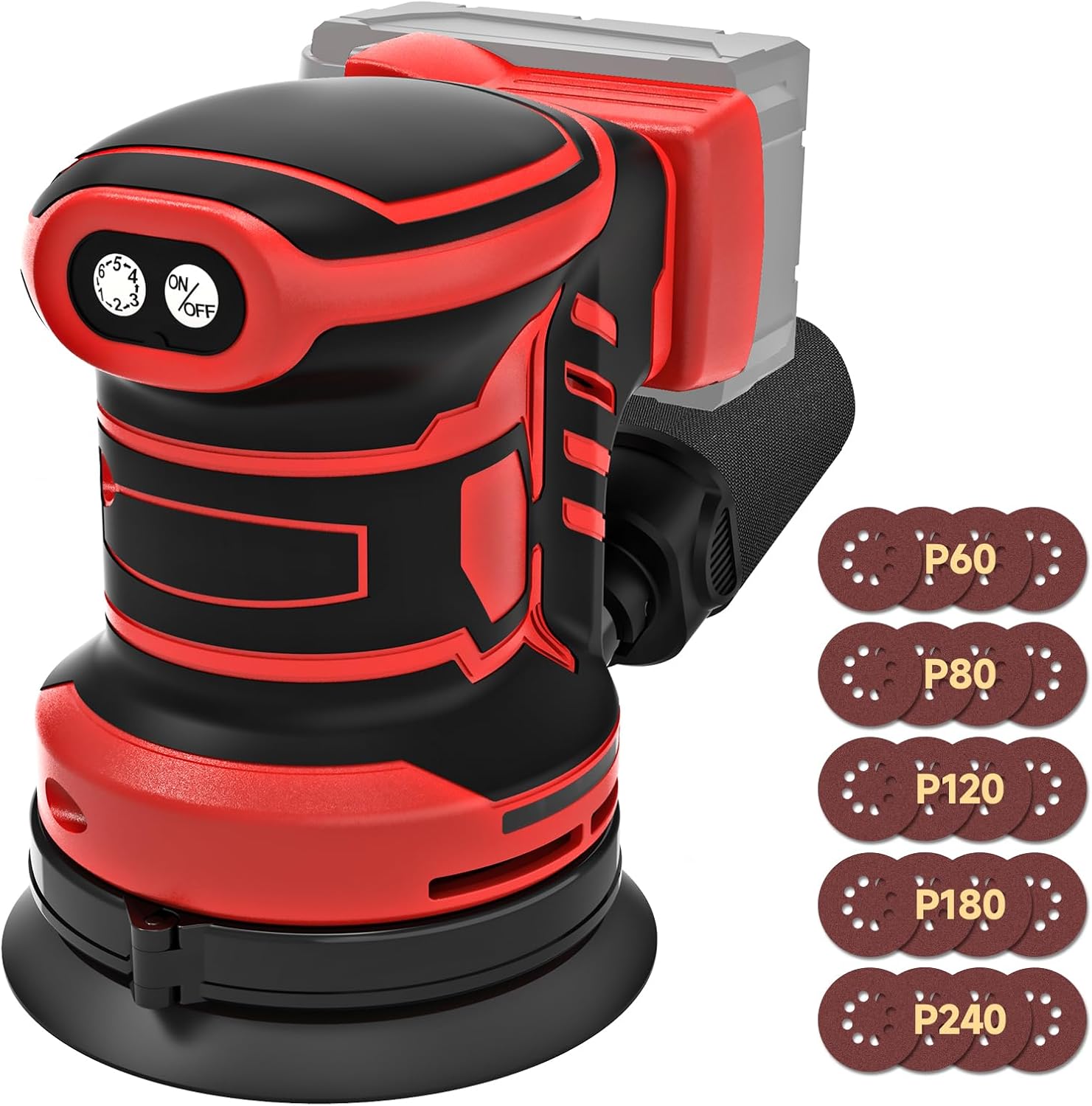 Cordless 5-Inch Random Orbital Sander Compatible with Milwaukee 18V Battery (Tool Only, No Battery),Brushless Electric Sander with Dust Collection,6 Variable Speeds (7,000–13,500 RPM) for Woodworking