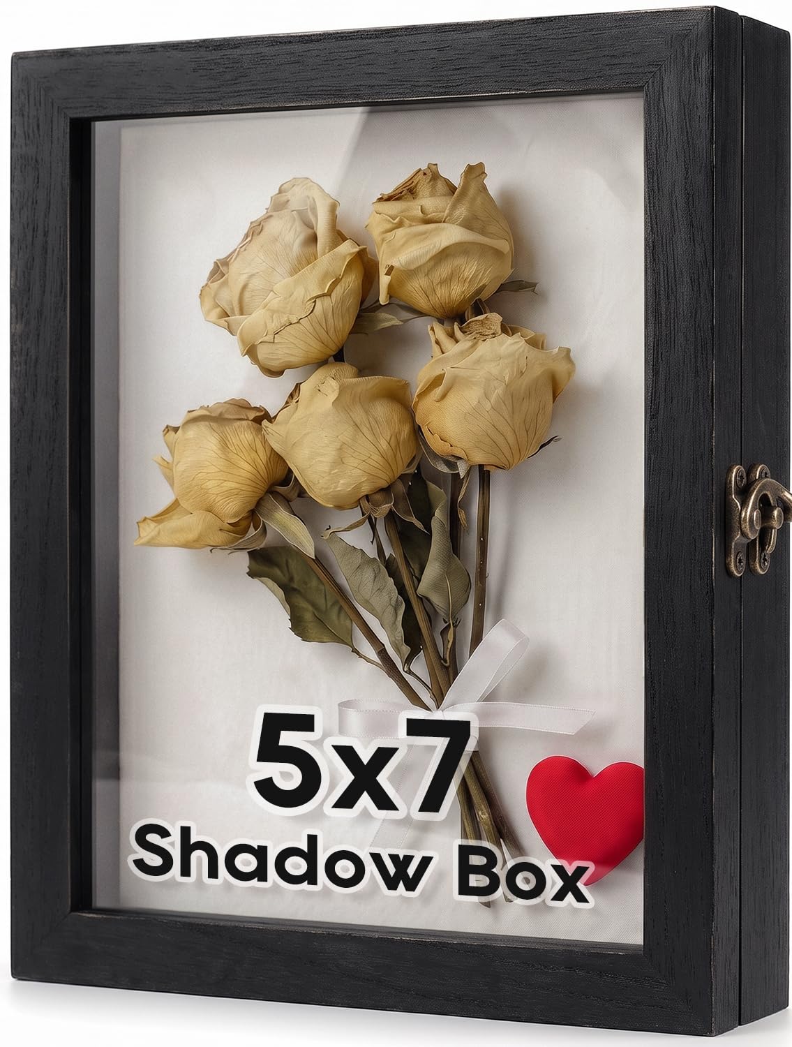 TJ.MOREE Small Shadow Box 5x7 Memory Display Case Wood icture Frame Black