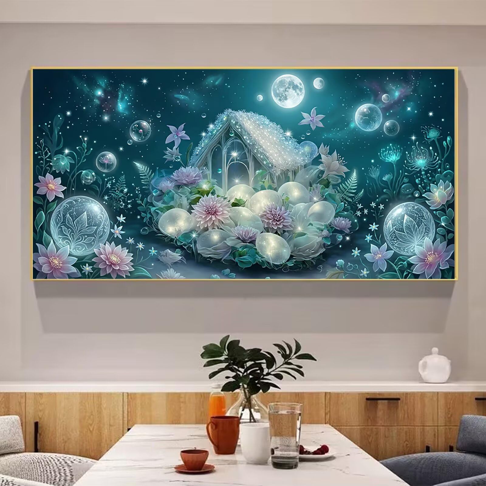 Diamond Painting Kristall Diamond Painting Erwachsene XXL Mond 5D Full Runder Drill Diamanten Malen Nach Zahlen DIY Set Mosaik Bastelset Kreativ Set für Erwachsene Home Decor Wanddeko 80x160cm,Cod-919