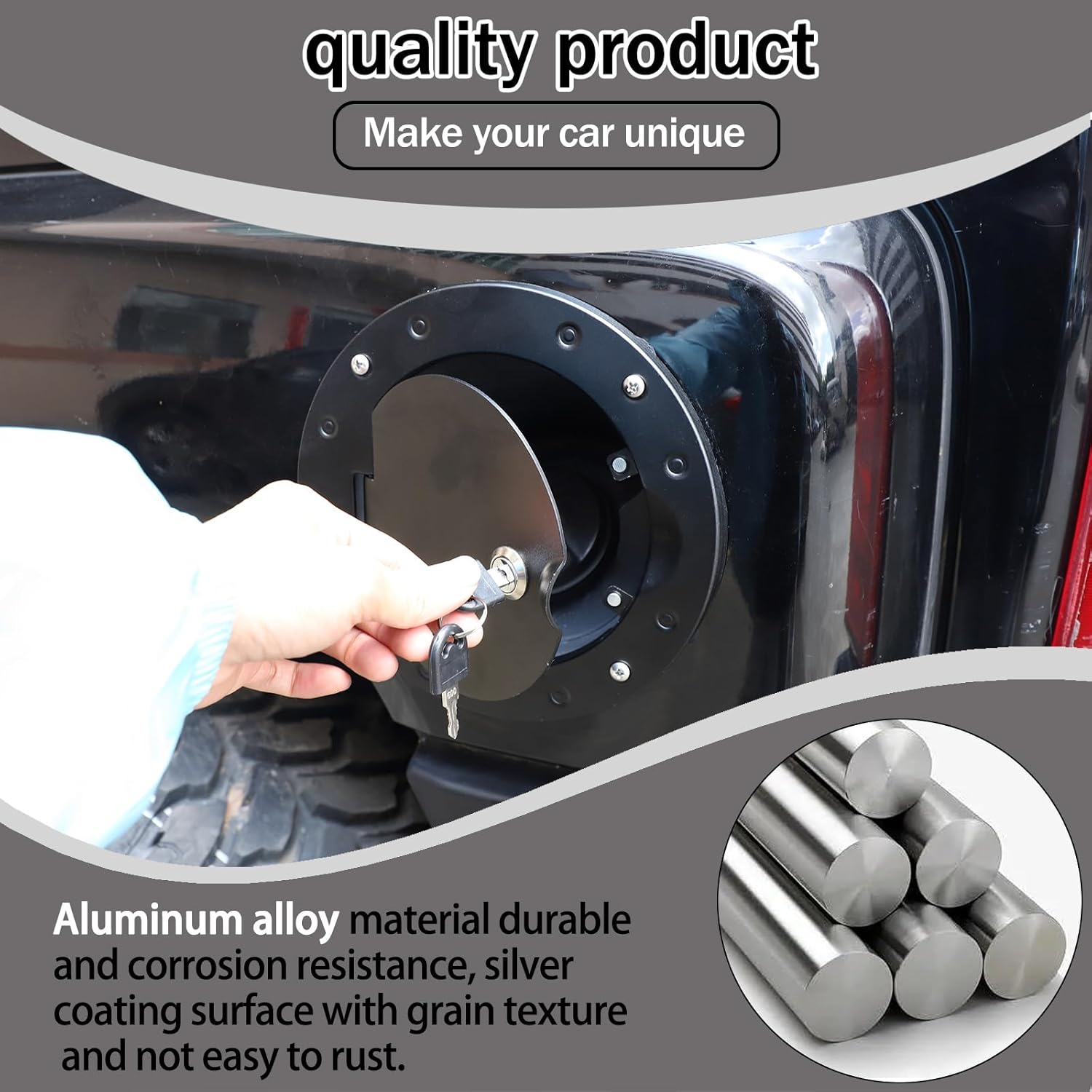 Fuel tank cap replacement anti-theft lock cap Compatible with Hummer H3 2005-2009 ，Locking Gas Cap Cover, Fuel Tank Door with Lock，Car Fuel Tank Gas Filler Cap Cover Trim Accessories (Black A)