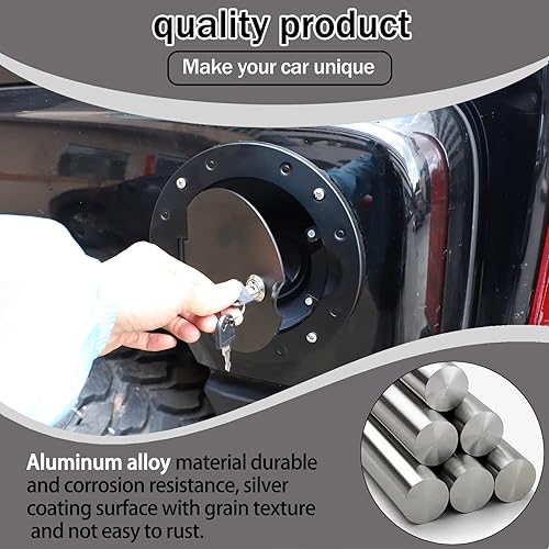 Miniatura 3 de Tapa antirrobo de repuesto para tapa de depósito de combustible compatible con Hummer H3 2005-2009, tapa de tapa de gas con bloqueo, puerta del