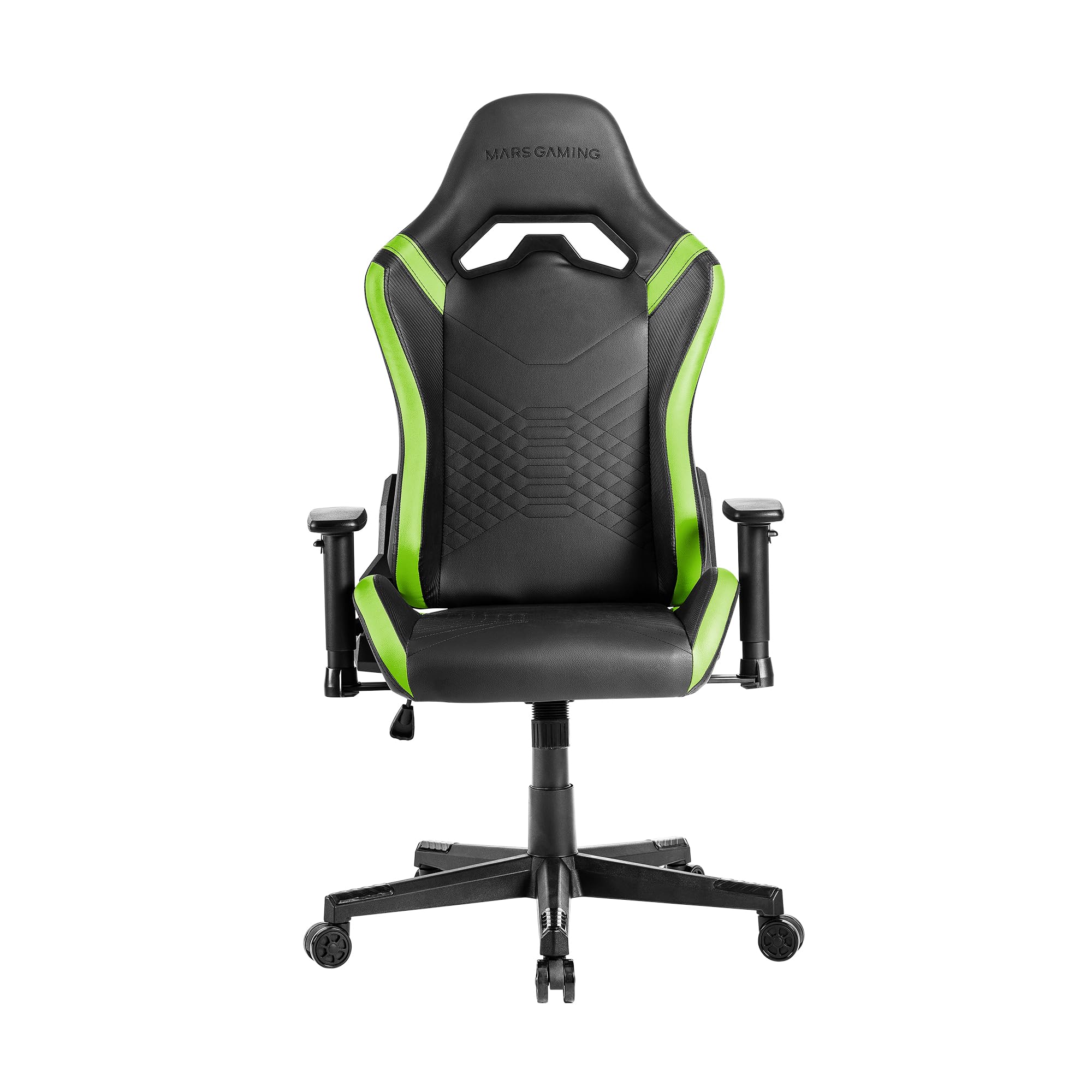 Mars Gaming MGC-PRO, Silla Gaming Profesional, Acabado Cuero PU, Reposabrazos 2D y Respaldo Reclinable 135°, Cojines Lumbar y Cervical Soft-Touch, Ruedas XL y Pistón Gas Clase 4, Verde
