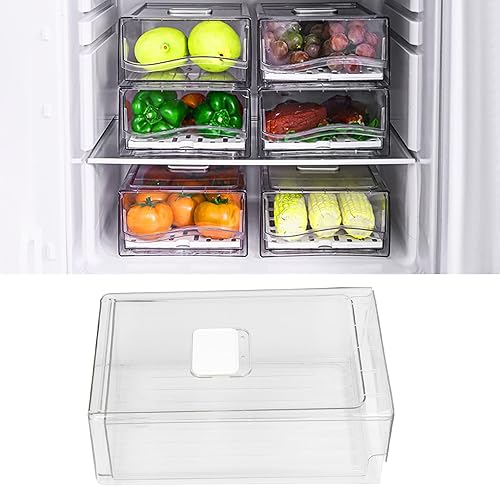 Miniatura 7 de Contenedores transparentes de almacenamiento para refrigerador, juego organizador de cajones apilables para refrigerador con asa, cajas de