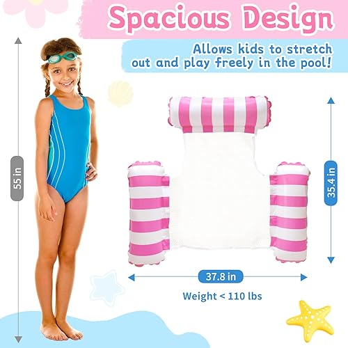 Miniatura 4 de Pool Floats Kids, Meegoo Pool Lounge Chairs 3 Tubes Floaties Water Hammock Inflatable Pool Toys for Kids Ages 8-12 for Summer Party Beach Vacation