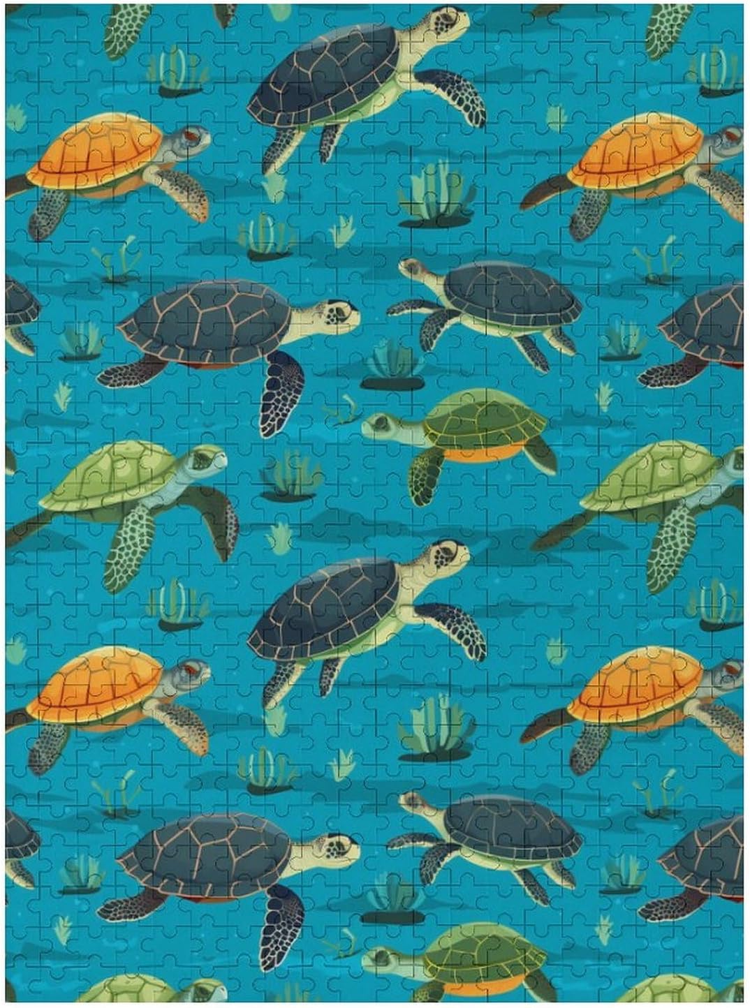 Sea Turtles Pattern Funny Wooden Jigsaw Puzzle Vertical Picture Puzzles Gifts for Women Men 300/500/1000 Pieces
