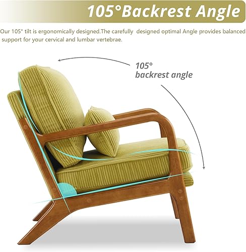 Miniatura 21 de Karl home Silla decorativa moderna de mediados de siglo con almohada, silla tapizada de tela bronceadora, con brazo de salón con marco de madera