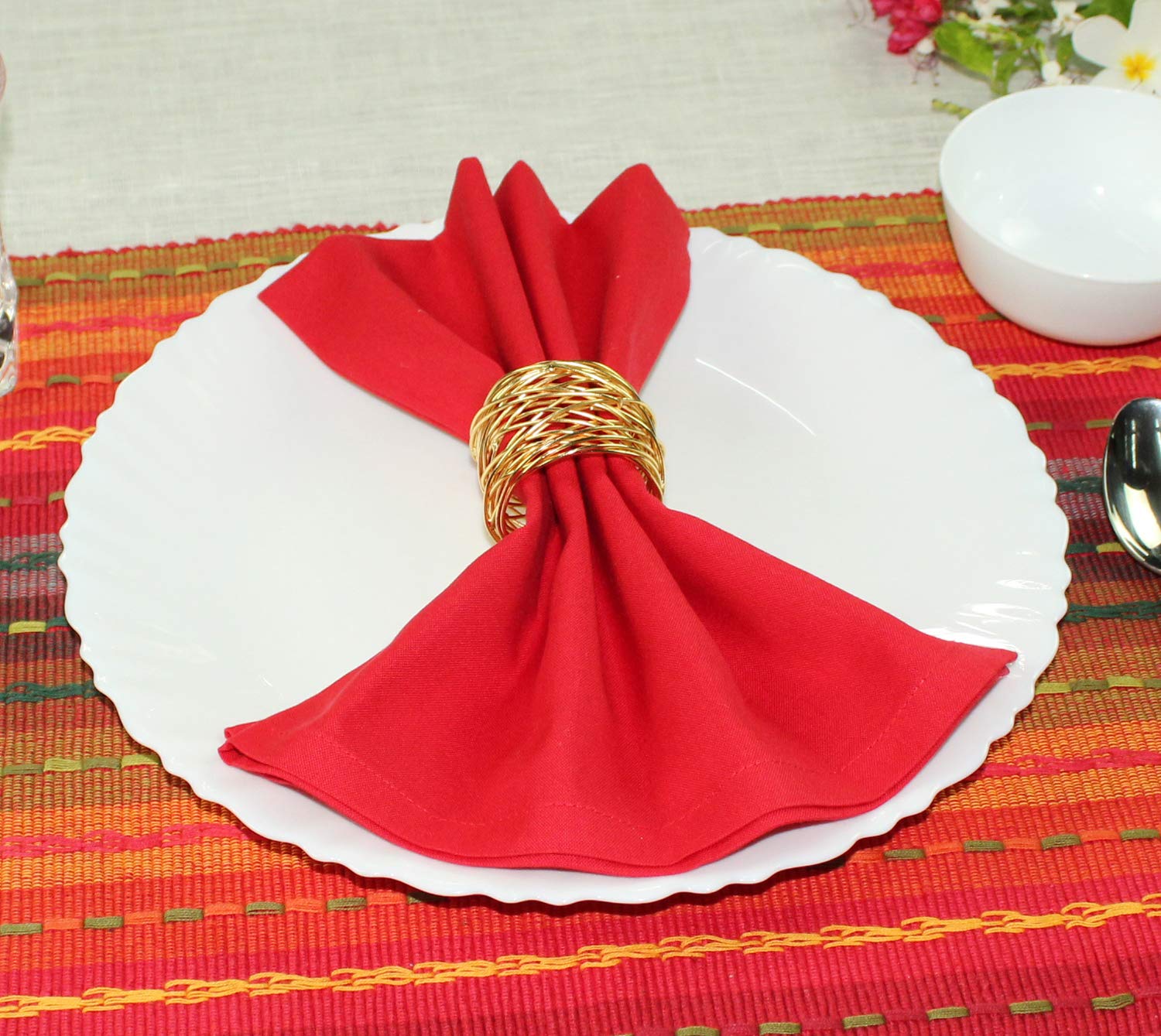 COTTON CRAFT Mehrfarbige Stoffservietten, Set mit 24 Stück, Reine Baumwolle, für den täglichen Gebrauch, Mittagessen, Abendessen, Servietten, Frühling, Sommer, Herbst, Urlaub, Geburtstag, Party,