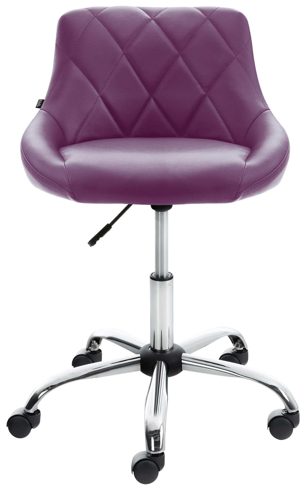 CLP Taburete De Trabajo Lazio con Ruedas En Simil Cuero o Tela I Silla De Oficina Regulable En Altura & Giratoria, Color:Violeta, Material:Cuero Sintetico