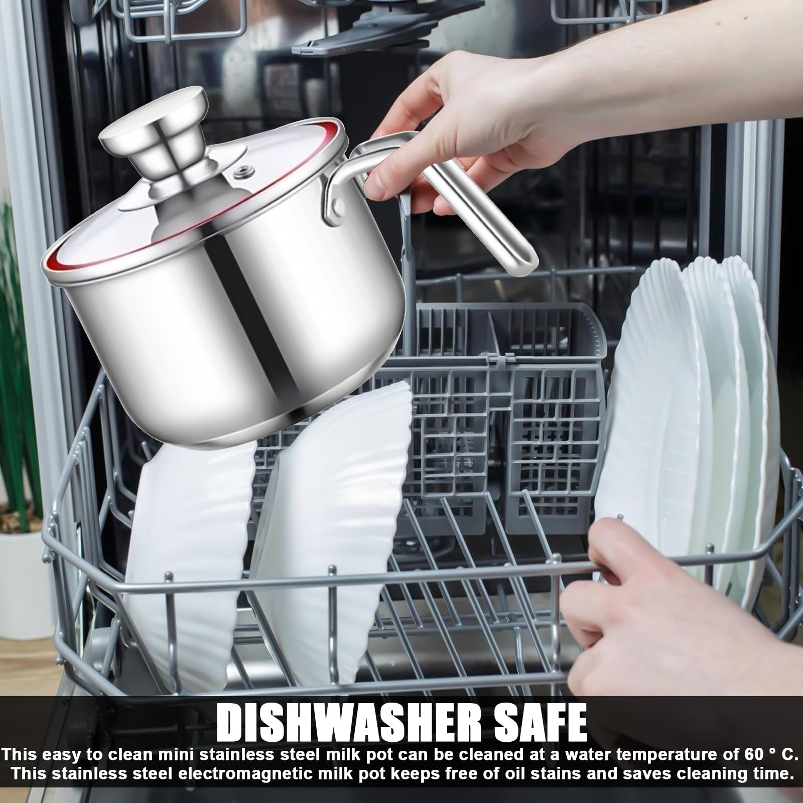 Pentola per latte a induzione in acciaio inox: mini pentola da 14 cm, per latte e porridge (304 acciaio/10 cm di profondità)