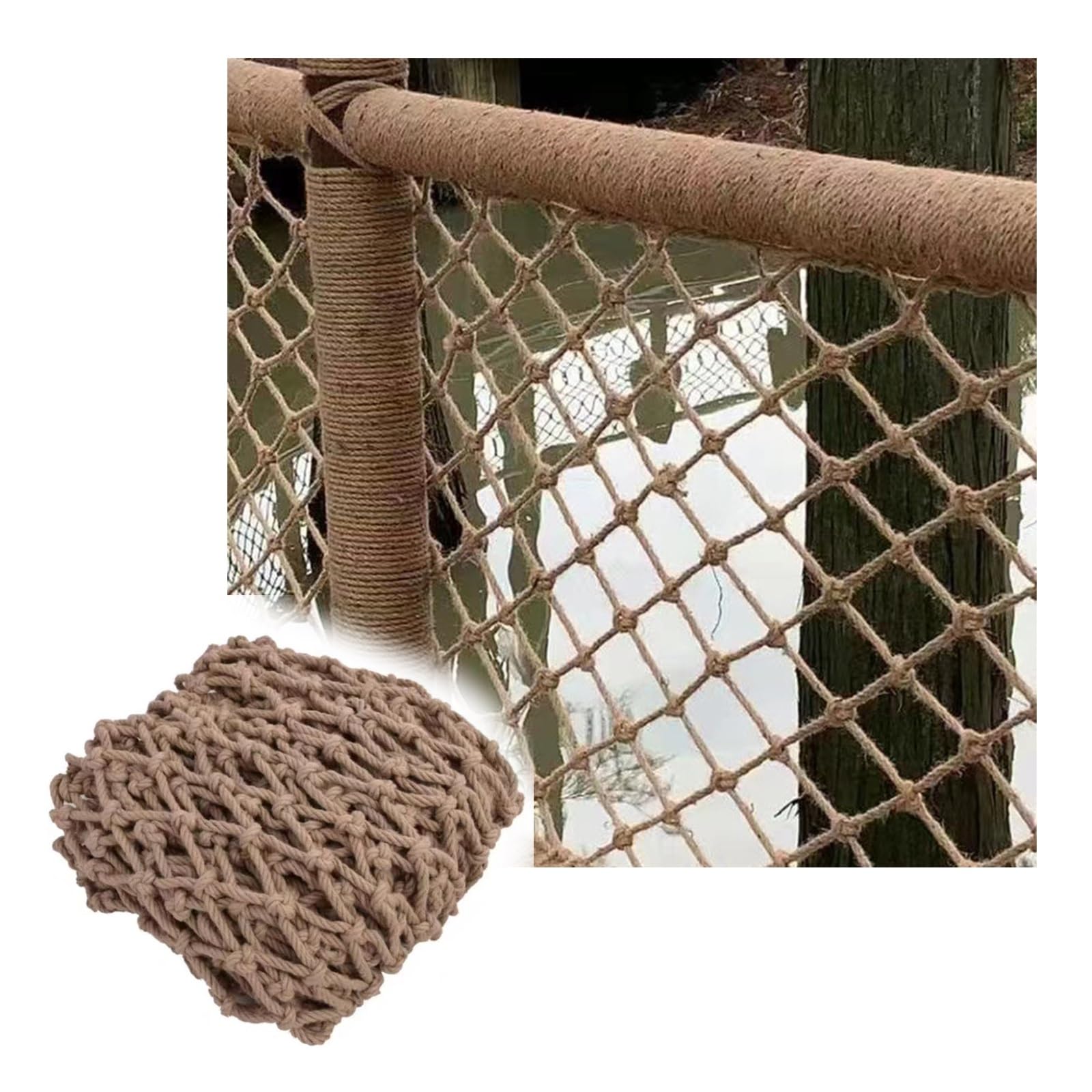 de Carga for Escalada con Cuerda de Yute for niños, 6 mm de Espesor, Malla de 12 cm