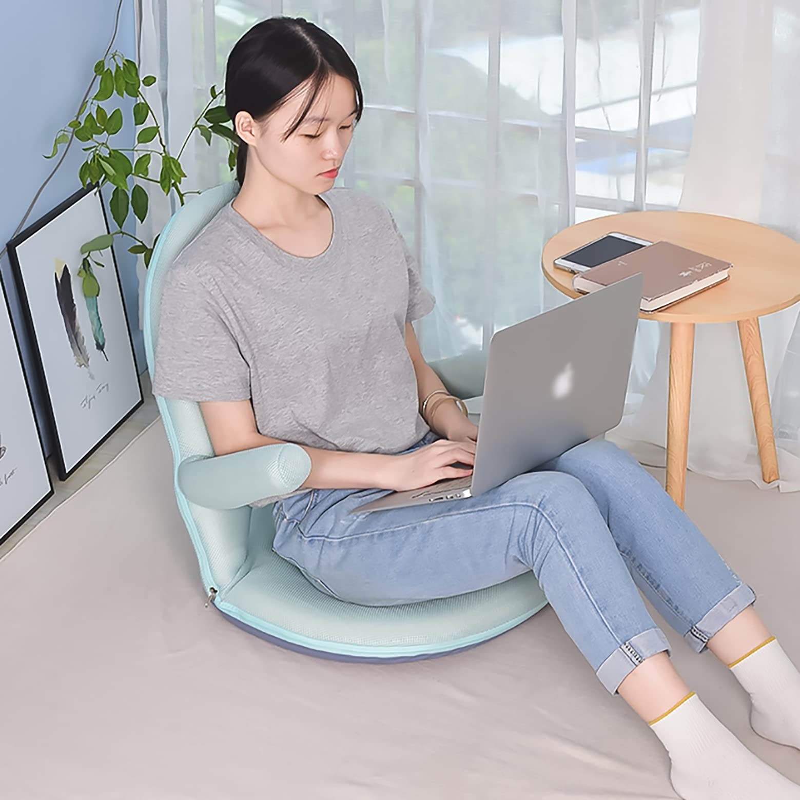 Amazon｜折りたたみ式フロアチェア-ハニカムメッシュ 怠惰なソファ