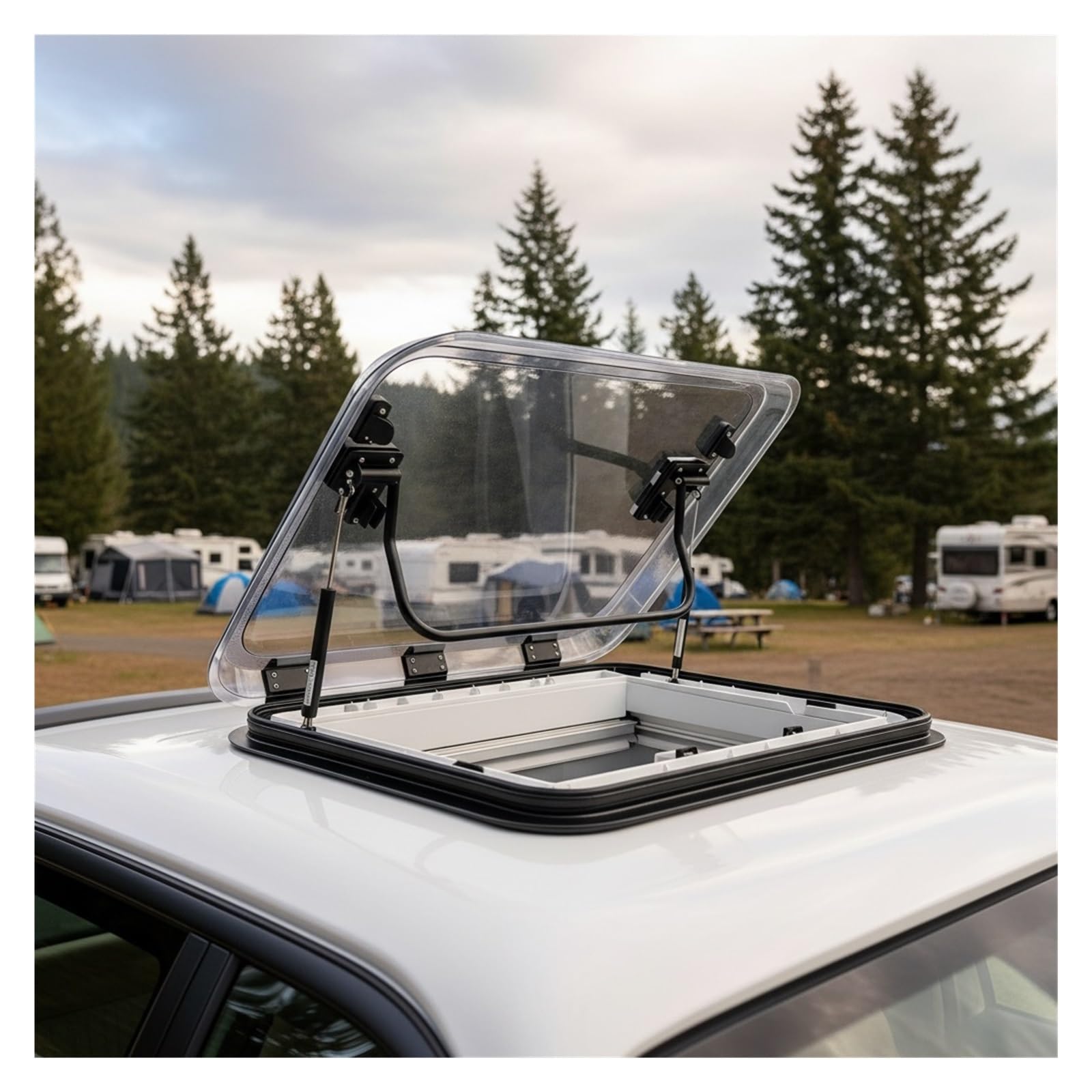 Hatch De Techo / Claraboya Para Autocaravana / Ventana Para Techo 50×50 / 80×50 Cm – Cortinas Oscurecedoras Y Mosquiteras Integradas, Iluminación LED 12v, Para Caravanas, Remolques, Barcos(80x50cm/31.