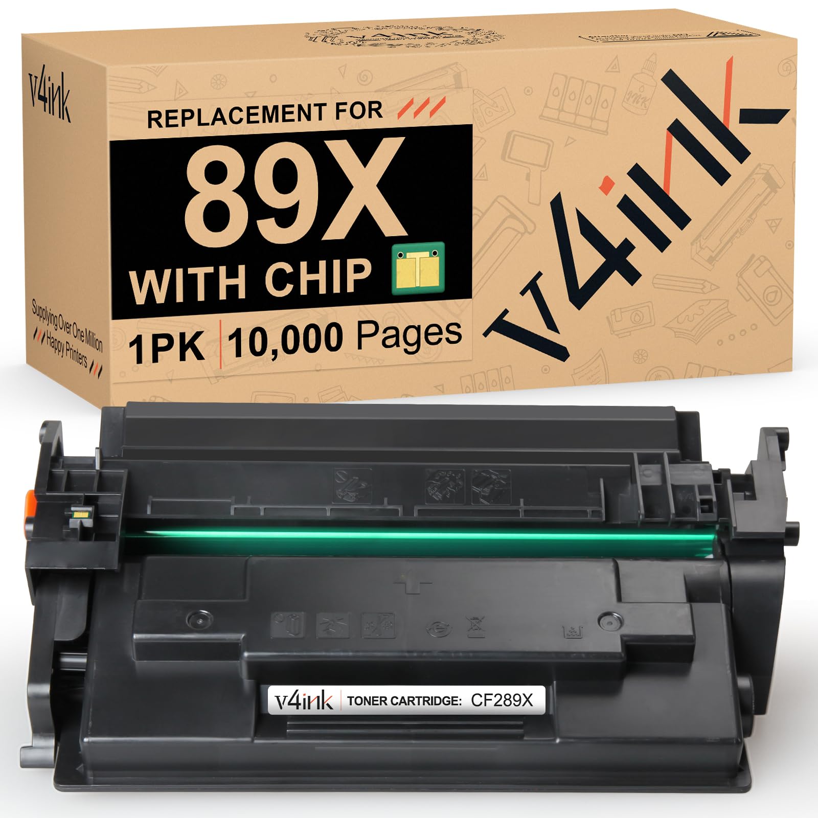 Toner HP 89X CF289X avec puce noire v4ink pour imprimante LaserJet Enterprise M507 M528 - 8