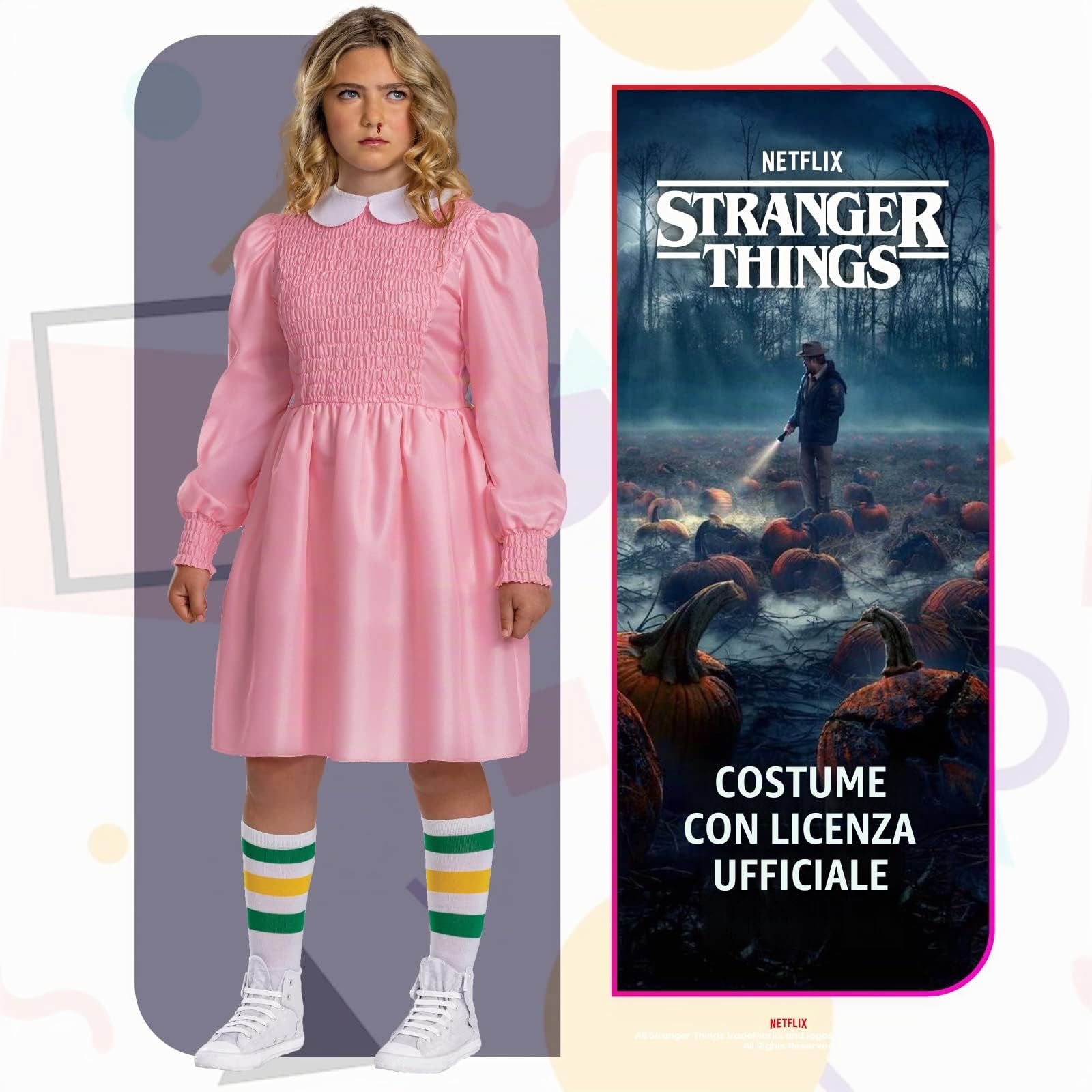 Disguise Costume Undici Bambina Classico, Vestito Ufficiale Netflix Stranger Things Bambine Taglia L