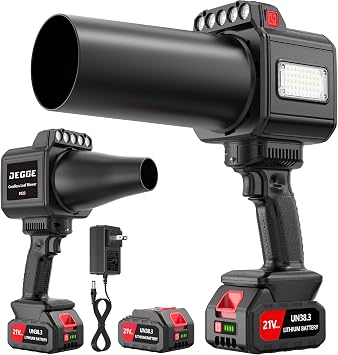 OGERY Brushless Cordless Leaf Blower - 900G Blowing Pressure Turbo Jet Blower with 2x3000mAh Batteries & 480W Motor, Handheld Leaf Blowers for Lawn Care, Car & Workshop Dust, LED Work Light