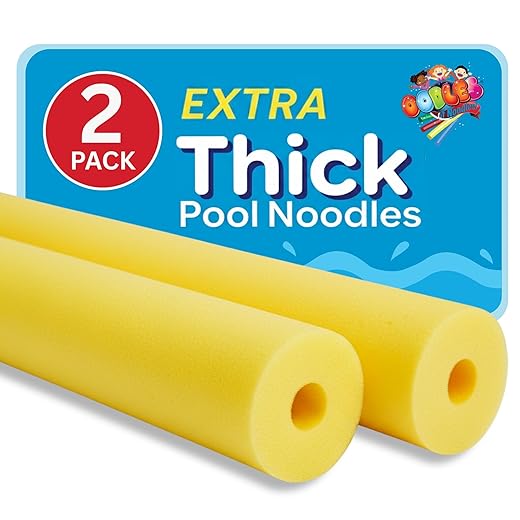 2 Pack Oodles Jumbo 55 Inch x 3.5 Inch Jumbo Swimming Pool Noodle Foam Multi-Purpose - Yellow