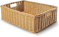 The Basket Lady Medium Sandstone Wicker Under Bed Storage Basket - Handcrafted Rattan 20"L x 14.5"W x 6"H