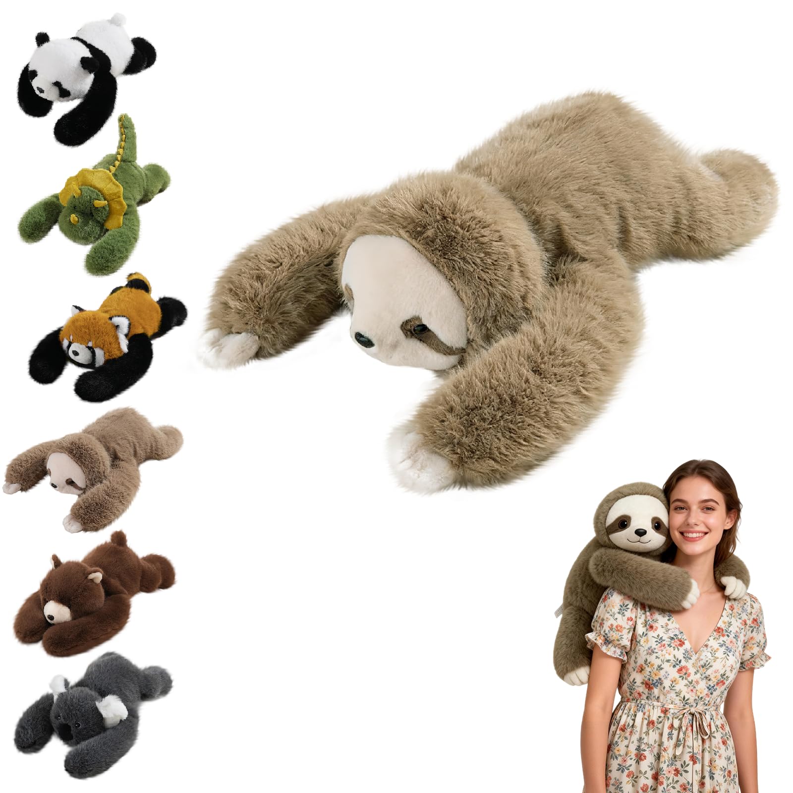 nnOuOnn Weighted Sloth Plush Toy, Stuffed Animal, Cuddly Stuffed Animal with Glass Beads for Comfort & Relaxation