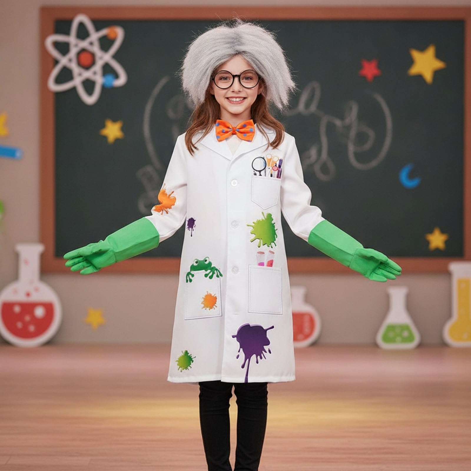 Set di Costumi da Scienziato Resistente Colorato, Travestimento, per Feste in Maschera, Recite Scolastiche, Bambini,