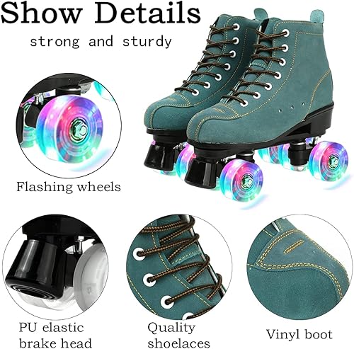 Miniatura 3 de XUDREZ Patines de ruedas patines de cuatro ruedas patines de doble fila para adultos y jóvenes para interior y exterior Black, Black flash wheel,