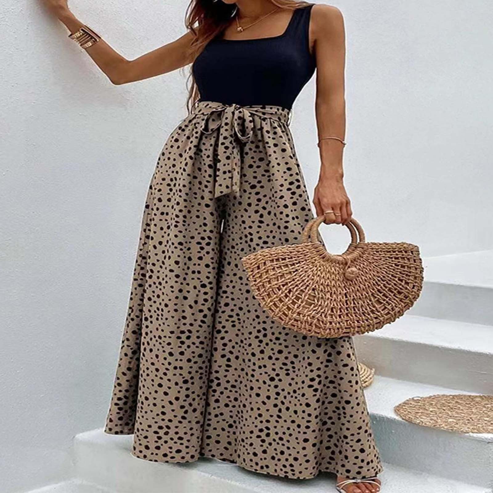 Jumpsuit Damen Sommer Elegant, Lang Overall Damen, Ärmellos Weites Bein Einteiler Outfit Frauen Komplett, Romper Playsuit Kostüm, Hosenanzug Damen Hochzeit Klassiker Casual Musselin Jumpsuit Damen