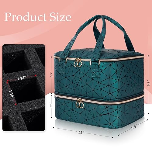 Miniatura 4 de Uross Bolsa organizadora de esmalte de uñas con capacidad para 42 botellas de esmalte de uñas y lámpara de uñas, organizadores de esmalte de uñas de