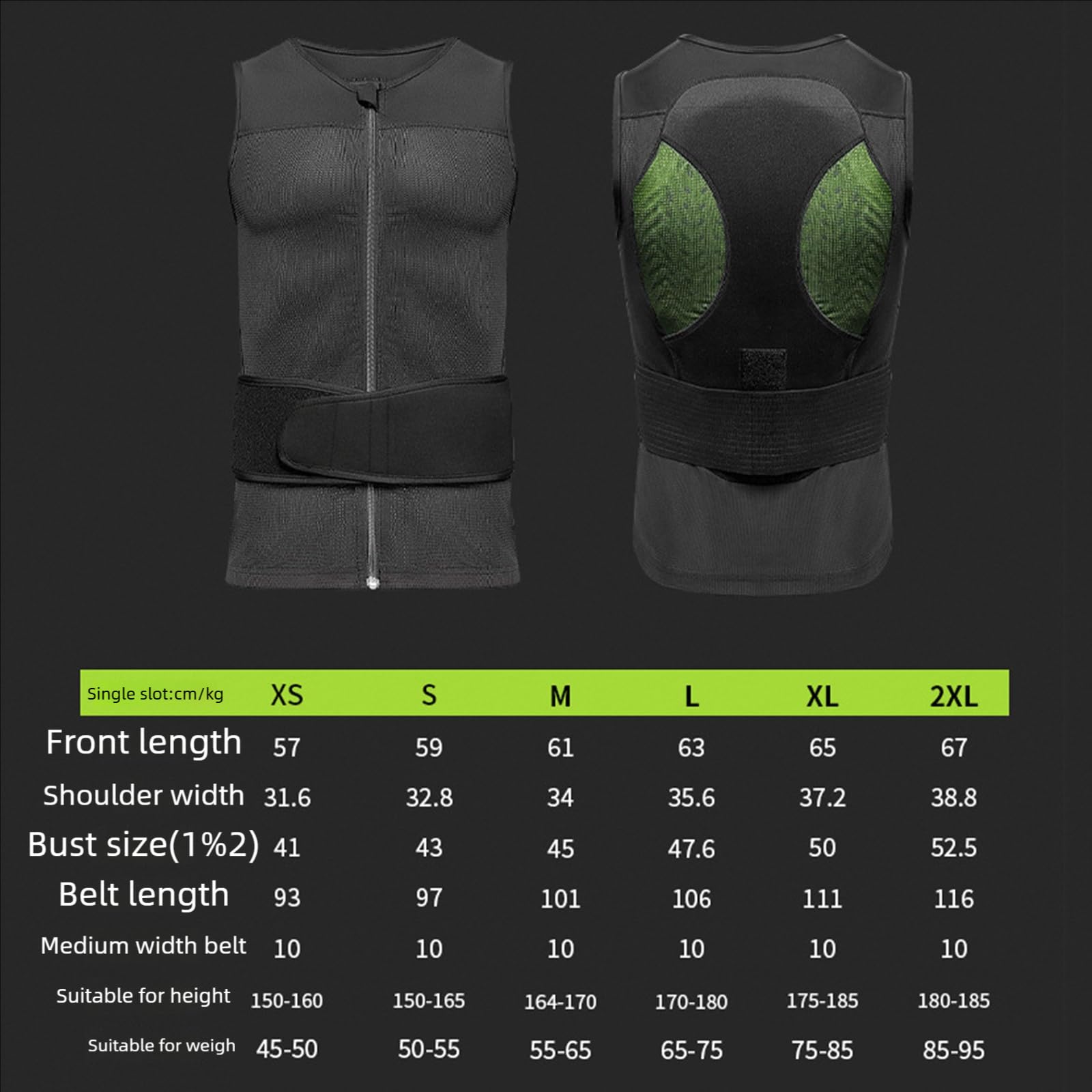 Protector de Espalda Ski Vest Chaleco Protector Corporal Resistente Transpirable Espinal Spandex Adecuado para Deportes Extremos Esquí Cicli, S
