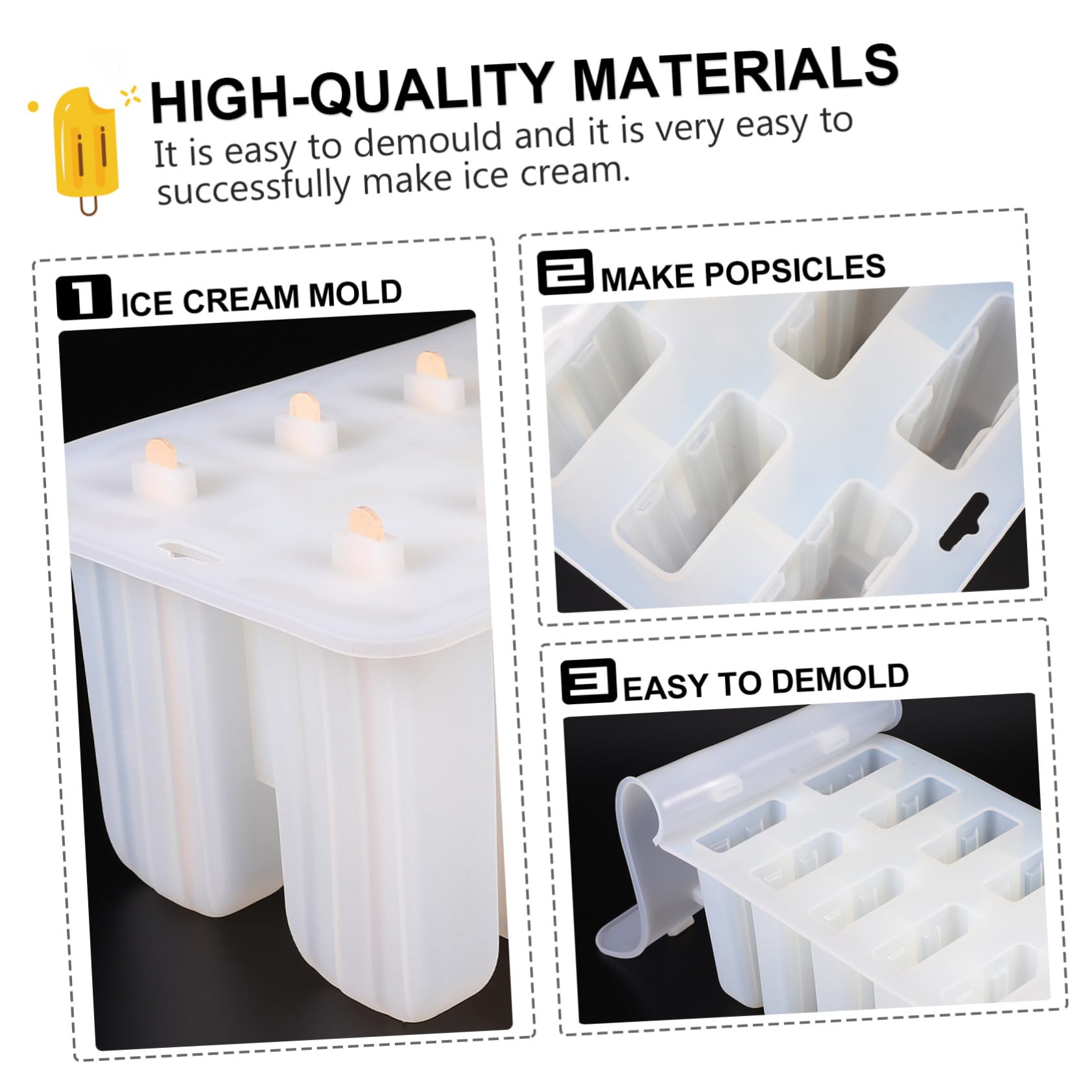VALICLUD Moule à Glace en Silicone Glaces Maison avec 10 Cavités, Facile à Démouler et Rangement Pratique, pour L'été DIY Couleur Aléatoire