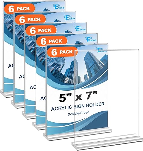 Miniatura 10 de EHWINE Soporte acrílico para letreros de 8.5 x 11 pulgadas, paquete de 10 soportes de doble cara para letreros de mesa, marco de fotos acrílico