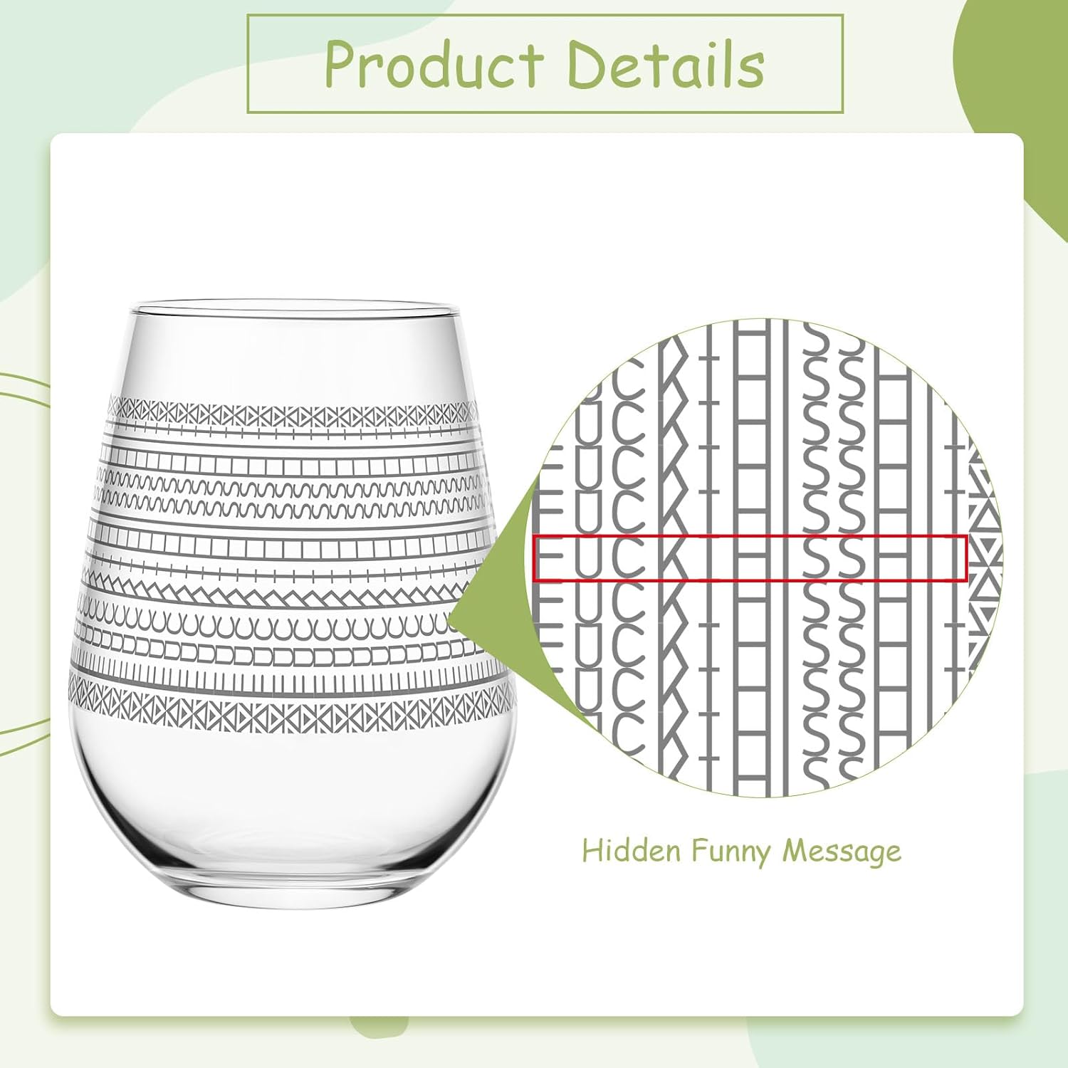 Vesici 2 Pack 17oz Hidden Message Funny Stemless Wine Glass for Women Graduation Gift Birthday Wine Gift Sarcastic Gag Presents for Family Women Men Office Friend Coworkers Friend