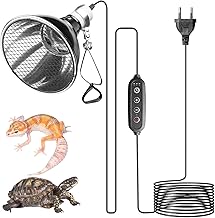Lampada termica rettile per terrario, portalampada in ceramica E27 con dimmer e timer AC220-240 V, E27, per terrario, 200 W, per raggi infrarossi, UVA UVB (nessuna lampadina)