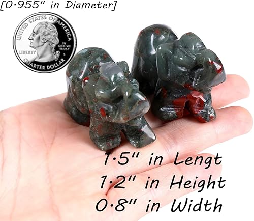 Miniatura 2 de QINJIEJIE Piedra de sangre africana con cristales de elefante, bonita decoración de escritorio, piedras pulidas, piedras preciosas naturales,