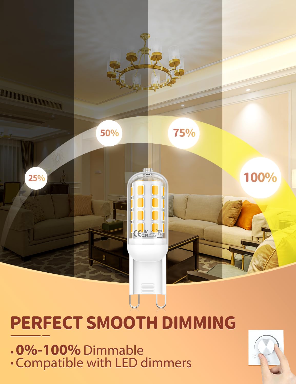 VIIIVA G9 LED Light Bulbs Dimmable 5W-12Pcs, Warm White 3000K, 500LM, Equivalent to 45W G9 Halogen Bulb, Energy Saving Bulb - Image 2