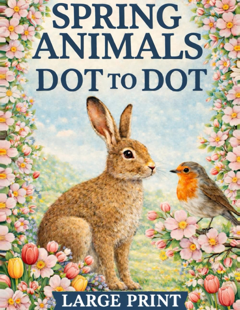 Spring Animals Dot to Dot Book: Large Print Dot to Dots Puzzles For Adults and Seniors | Spring Chicks, Rabbits, Birds and more