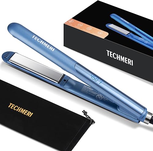 Miniatura 1 de TECHMERI Plancha plana alisadora de cabello y rizador 2 en 1 alisadora de cabello de hierro plano con 5 temperaturas plancha plana para cabello con