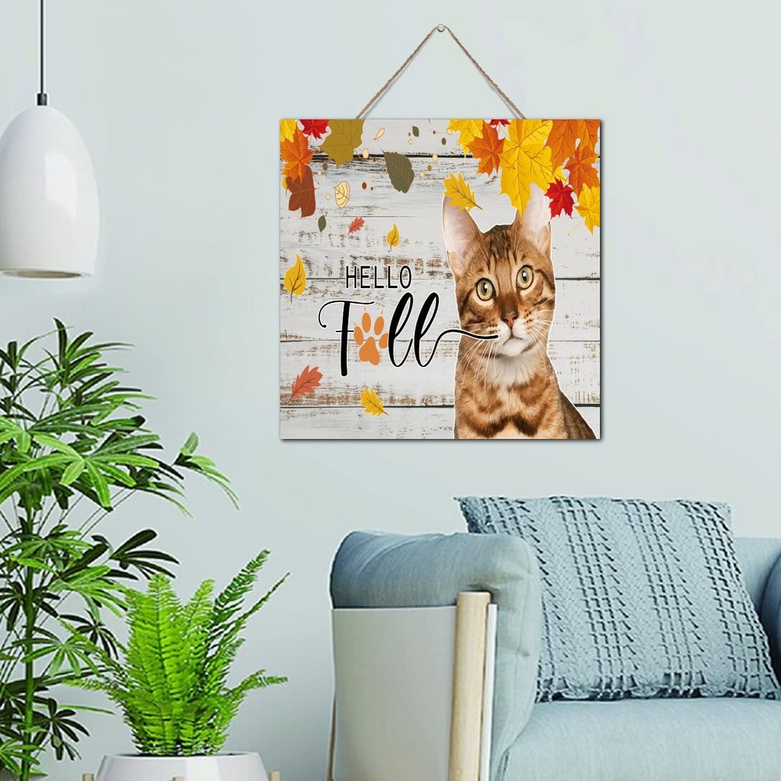 Plaque murale décorative bois chat mignon style rustique authentique