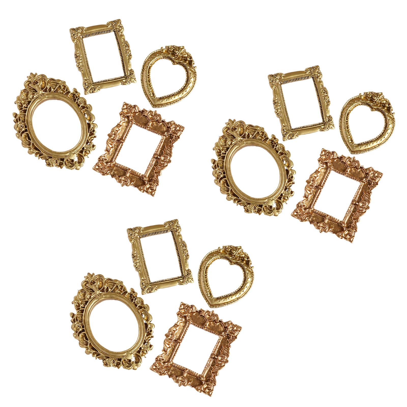 12Piece Decorative Resin Antique Frame Oval Rectangular Display for Wedding Gifts Home Miniature Art Frame