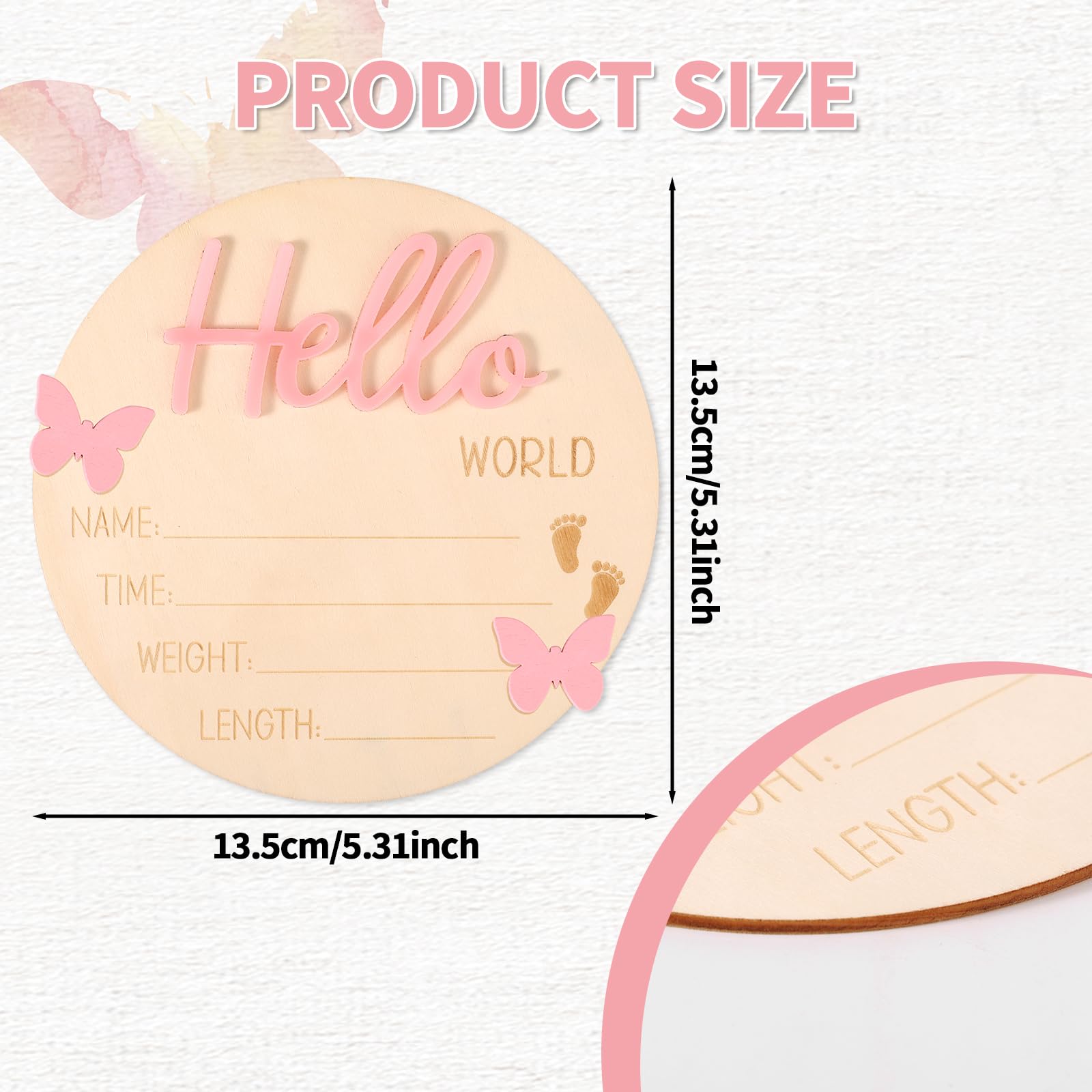 Lyreh Panneau D'annonce Bébé, Plaque Hello World Bois pour Nouveau Panneau Prénom Garçon Fille Accessoires Photo pour Hôpital Chambre Bébé Maison