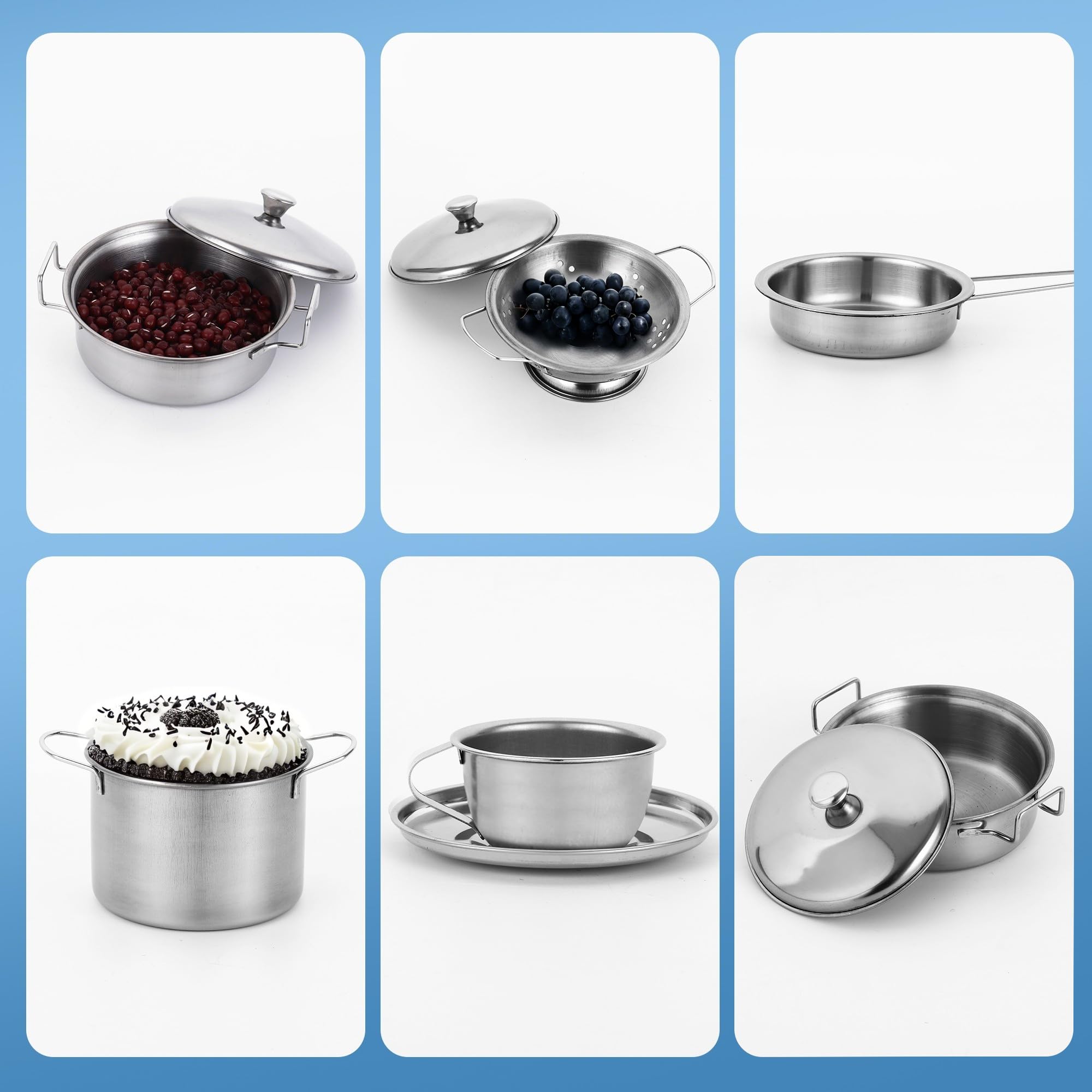 17 Pezzi Accessori da Cucina Per Bambini, Cucina Giocattolo , Set da Cucina per Bambini in Acciaio Inox – Accessori da Cucina Giocattolo per Ragazzi e Ragazze