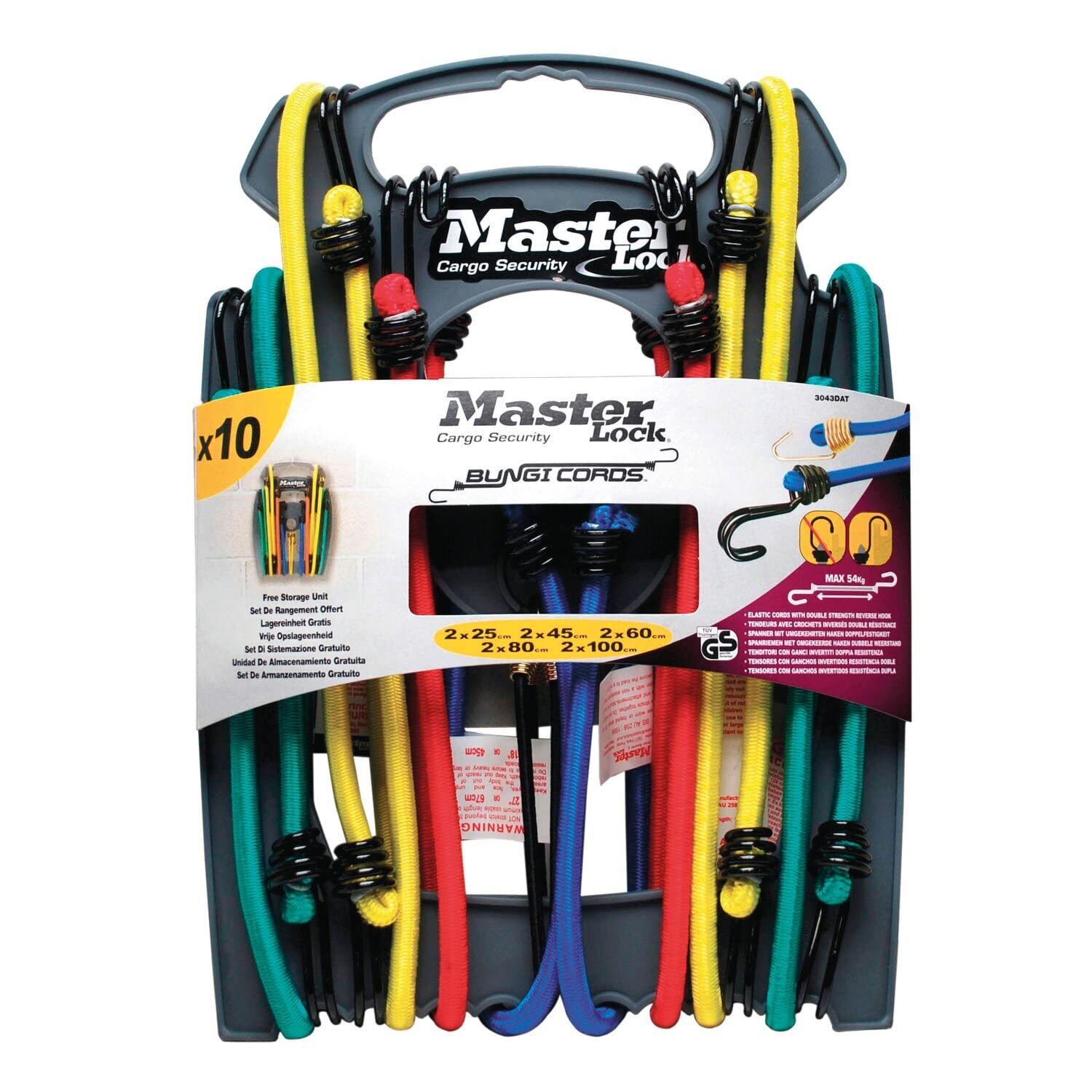Tendeur Master Lock élastique avec crochet inverse pour fixation sécurisée de charge