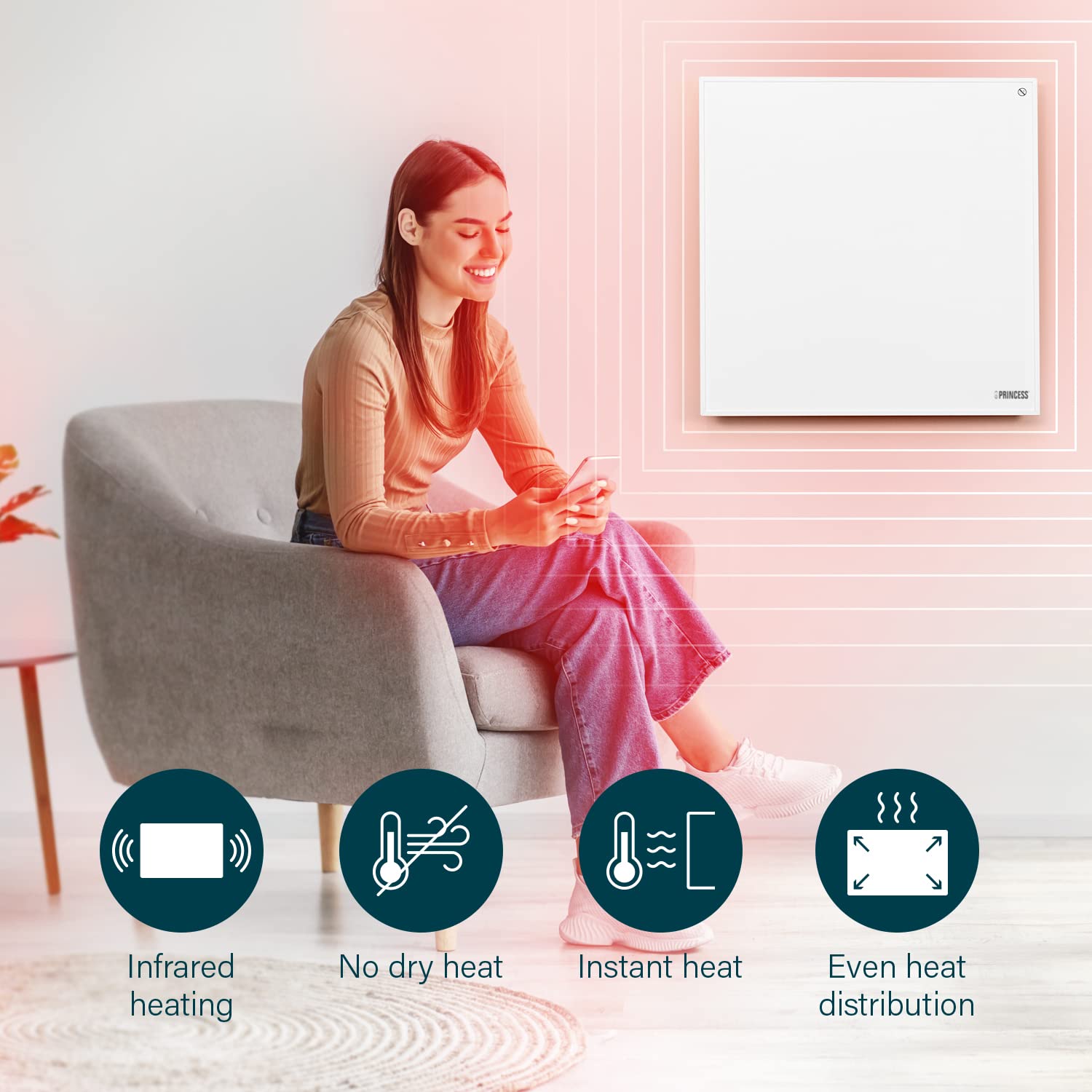 Buy Princess Smart Infrared Panel Heater, 350W, Free App & Voice