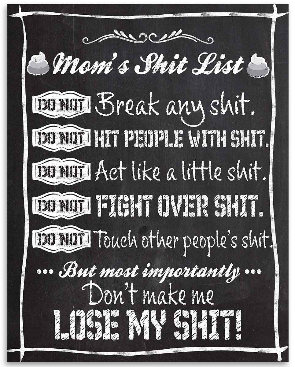 Mom's List - 11x14 Unframed Art Print - Great Funny Gift For Moms Under 15 Dollars