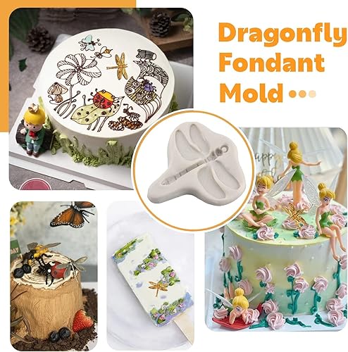 Miniatura 4 de Moldes de silicona de libélula para fondant de chocolate para decoración de cupcakes, decoración de pasteles, pasta de goma de mascar de arcilla