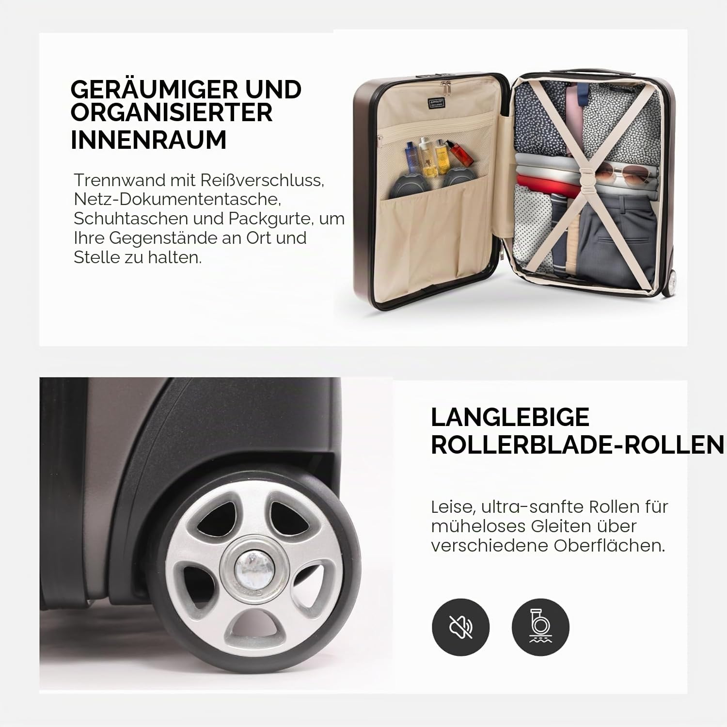Aerolite Erweiterbar 55x40x20cm auf 55x40x23 cm Lufthansa Eurowings Ryanair Wizz Air Priorität und mehr Maximale Größe, Leichtes Hartschale Handgepäck Koffer 55x40x20 55x40x23 mit 2 Rädern