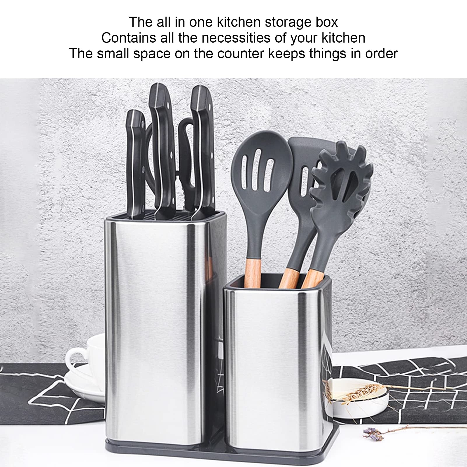 Bloque de cuchillos, porta cuchillos de acero inoxidable Organizador universal de cuchillos de cocina para múltiples cuchillos de cocina y tijeras