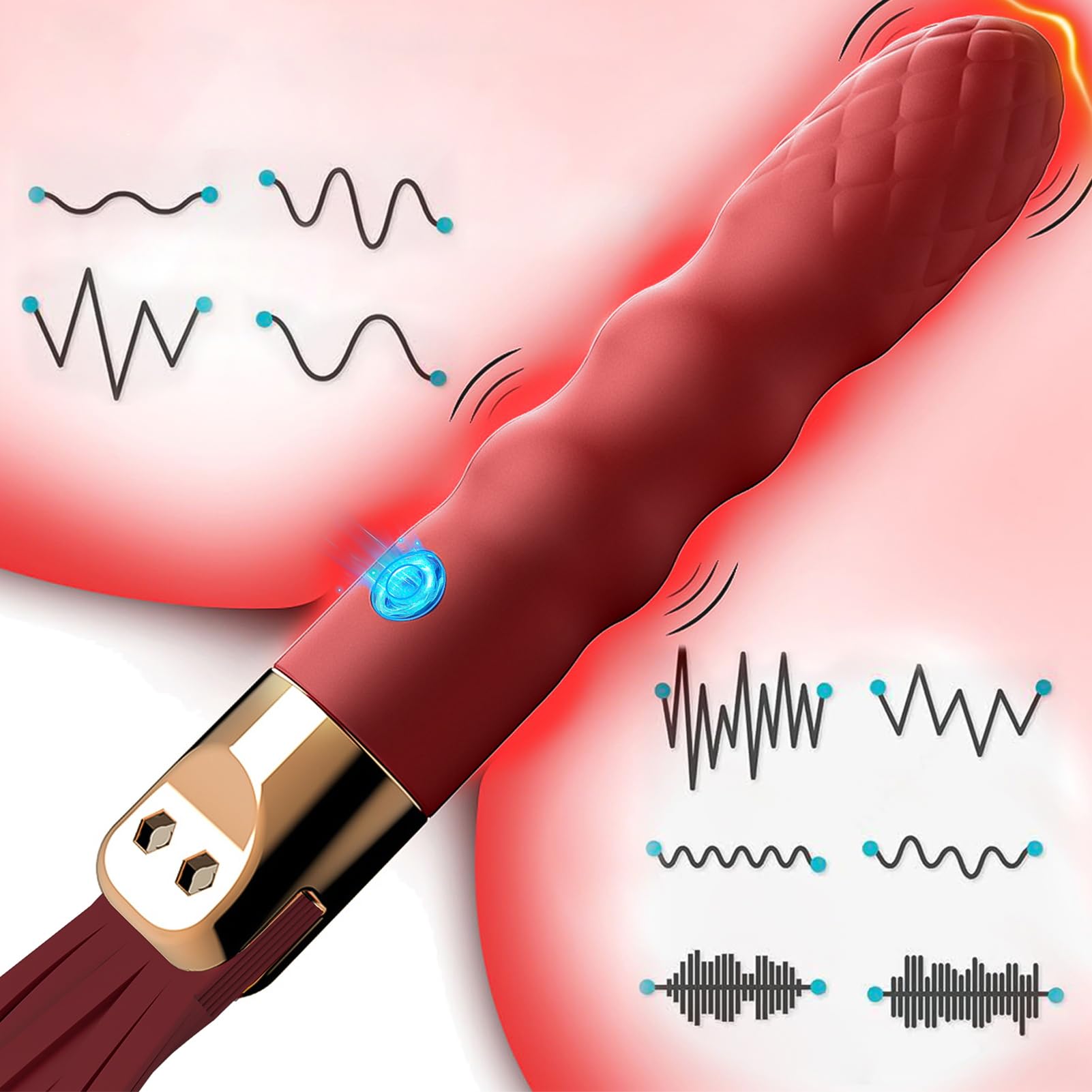 SXOVO Fouet BDSM avec Manche Vibrant Fouet Sexy Érotique 2 en 1 Gode Vibro-masseur avec 10 Modes Vibration pour Stimulation Prostate et Massage Point G Martinet Sexy Adulte Sex Toýs Couple