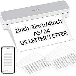 ATOMUS Impressoras portáteis K200 sem fio Bluetooth 200DPI suporte para impressora térmica 21.6 cm X 27.9 cm US Letter Compatível com iOS Android Phone PC Laptop com 10 peças de papel térmico A4 (K200