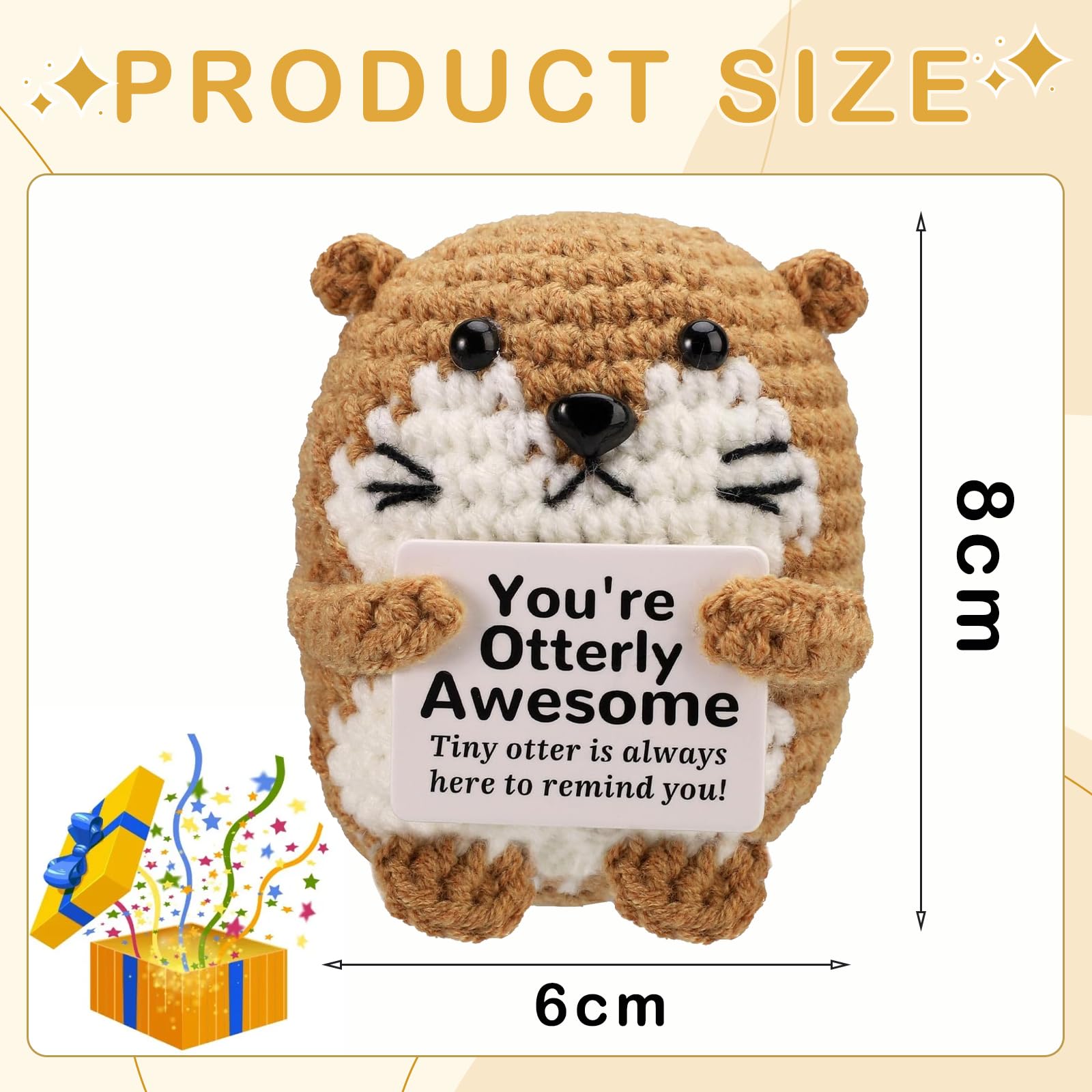 OttersPositive Crochet Animals,Knitted Otter Crochets with Support Card,Mini Emotional Support Gift,Funny Emotional Doll Positive Sea Otter Toy for Office Decor,Encouraging Gift,Positive Gifts [Premi - Image 2