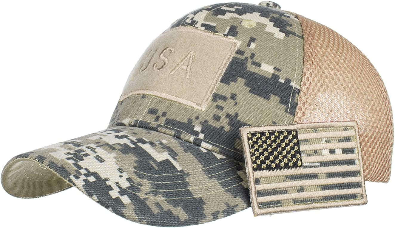 Anna-Kaci Camouflage Trucker Special Tactical Operator Forces USA Flag Patch Baseball Cap