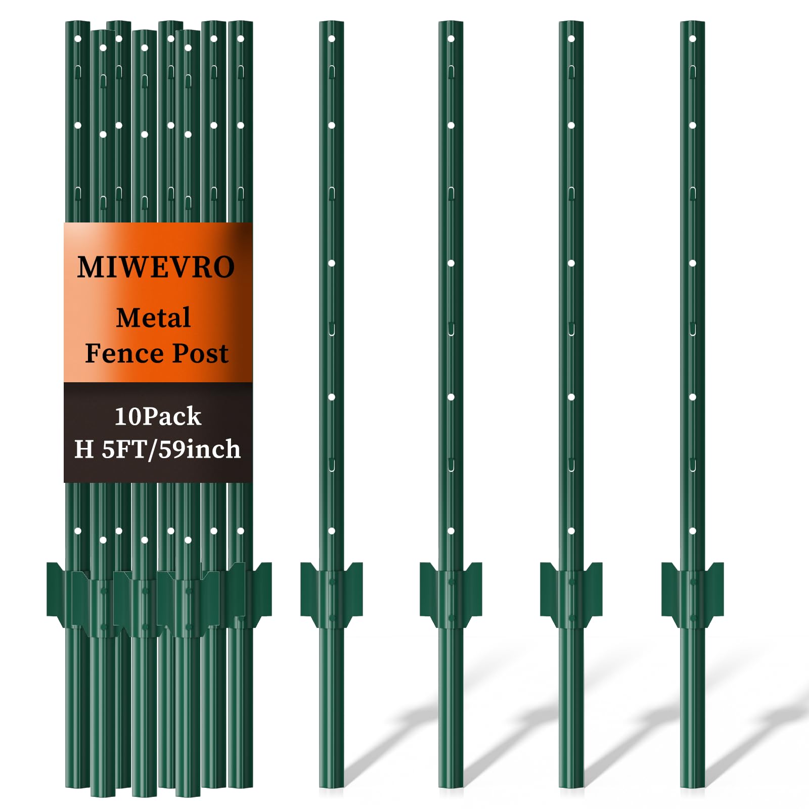 MIWEVRO Metal Garden Fence Posts 5 FT